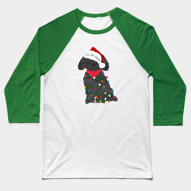 Labradoodle Decorated with Christmas Lights Baseball T-Shirt by EMR_Designs